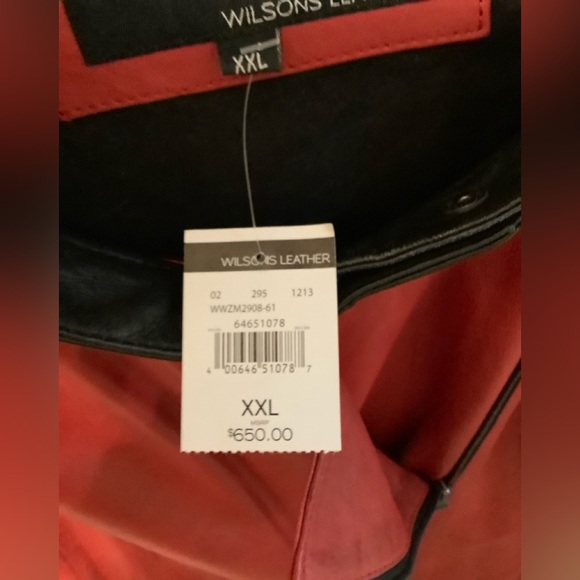 Wilson red & black leather cotton lined XXL jacket worn once,2 side zip pockets - Picture 3 of 4